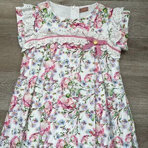 Girls 100% Cotton Floral Dress L (11-12 years)